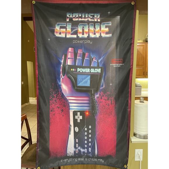 Nintendo NES POWER GLOVE 5' Flag Poster Banner 1989